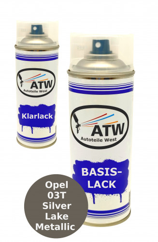 Autolack für Opel 03T Silver Lake Metallic +400ml Klarlack Set